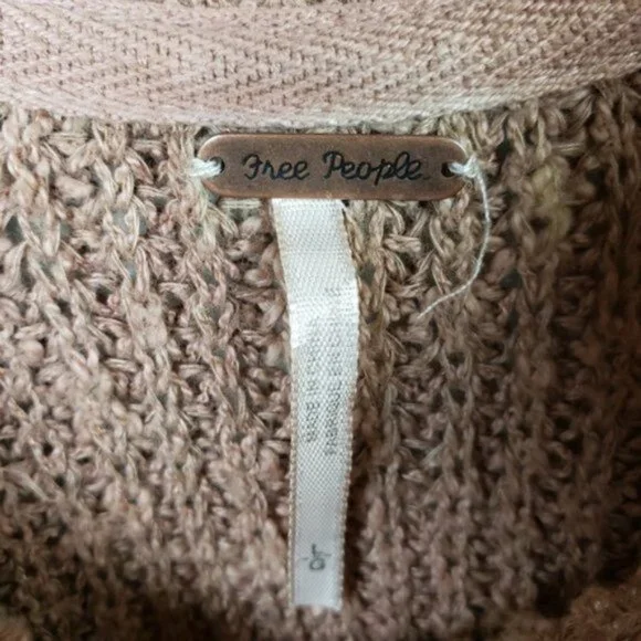 Free People Electric City Ribbed Sweater Knit Pullover Cotton/Linen Boho size L - Picture 5 of 10